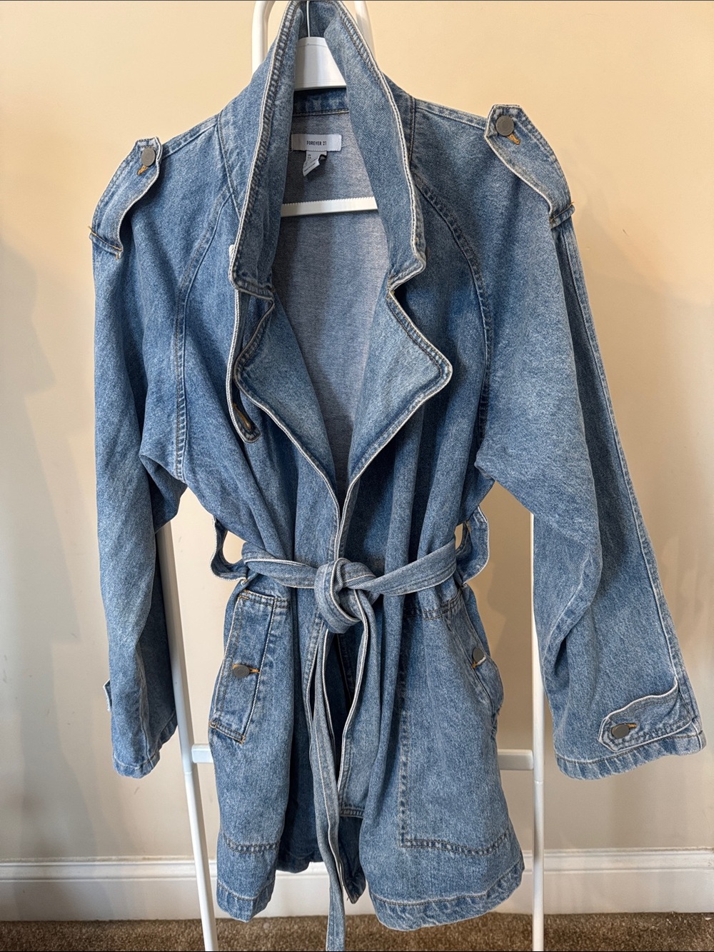 Forever 21 Denim Belted Trench